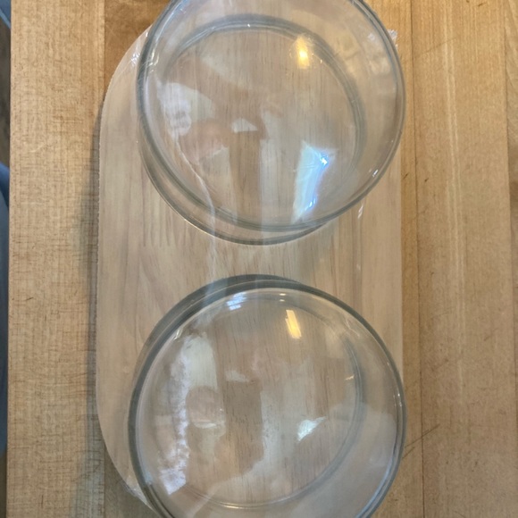 Glass Dip  Bowls Wood Bottom Multi Function - Picture 2 of 2